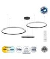 GLOBOSTAR® DIAMOND TRIO 61146 Μοντέρνο Κρεμαστό Φωτιστικό Οροφής LED 150W 18379lm 360° AC 220-240V IP20 Ρυθμιζόμενο Λευκό CCT με Χειριστήριο από 2700K έως 6000K Dimmable - Lumileds SMD Chip - Μαυρό Ματ - Μ170 x Π170 x Υ60cm - 3 Χρόνια Εγγύηση